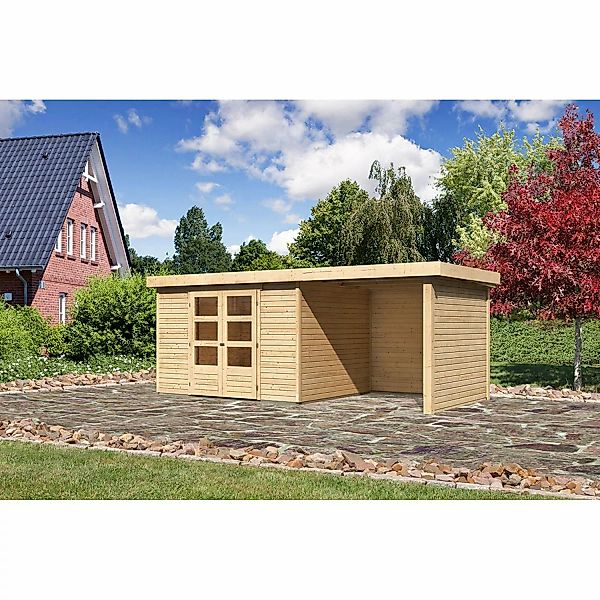 Karibu Holz-Gartenhaus Boras Natur Flachdach Unbehandelt 298 cm x 242 cm günstig online kaufen