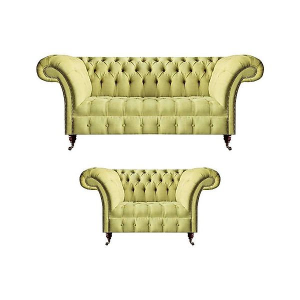 JVmoebel Chesterfield-Sofa Sitzmöbel Sofa Dreisitze Garnitur Gelb Sessel Wo günstig online kaufen