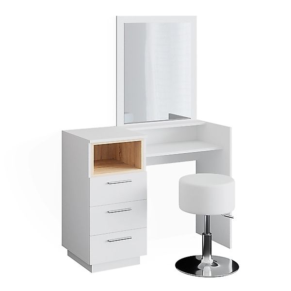 Vicco Schminktisch Beatrice Weiß/Eiche 42 cm mit Hocker günstig online kaufen