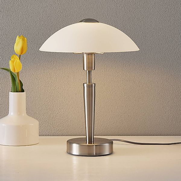 Nachttischleuchte Solo 1, nickel, weiß günstig online kaufen