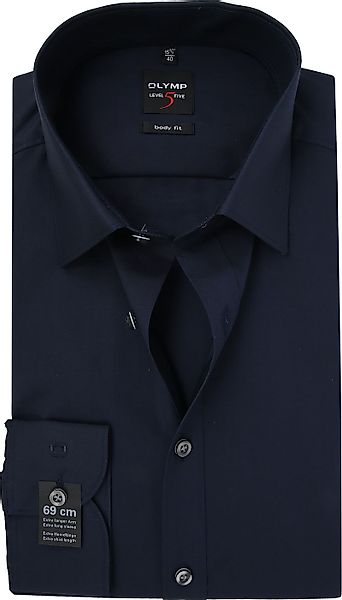 OLYMP Level Five Hemd Extra Lange Ärmeln Dunkelblau Body Fit - Größe 43 günstig online kaufen