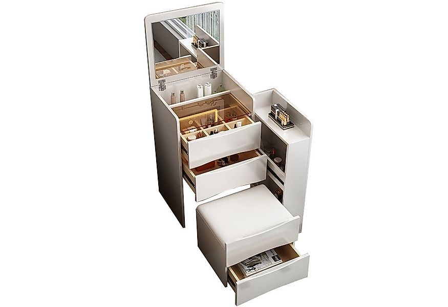 TWSOUL Schminktisch Platzsparender Schminktisch mit LED-Spiegel, Hocker & v günstig online kaufen