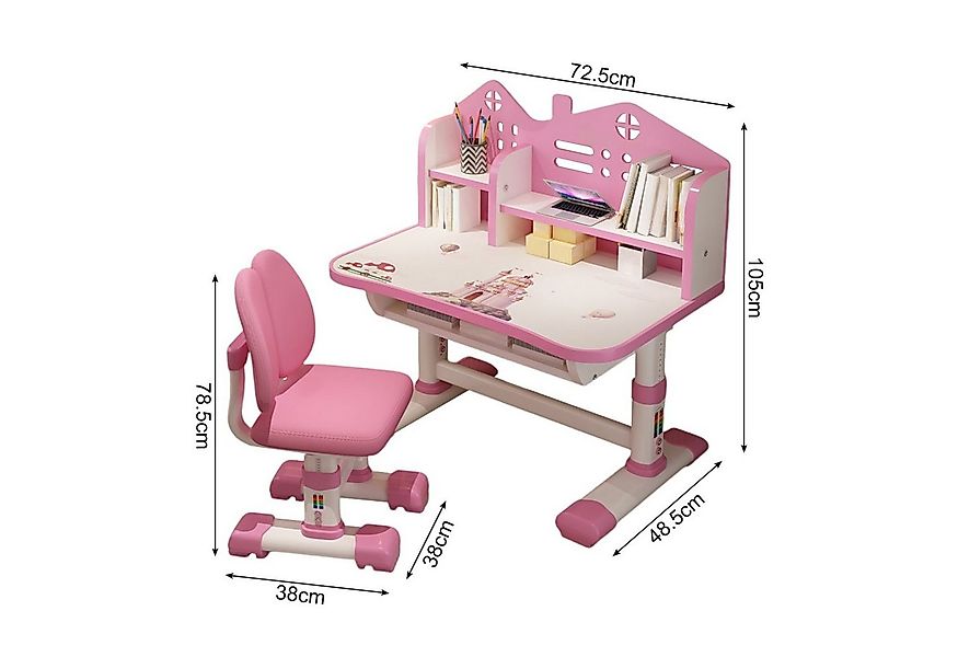 Rutaqian Tischsitz Kinderschreibtisch Stuhl Set Höhenverstellbar mit Schubl günstig online kaufen