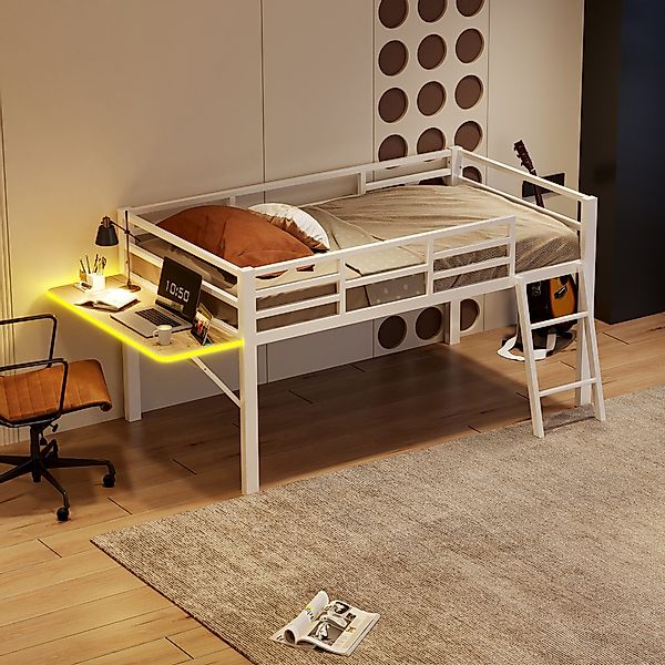 Flieks Hochbett Metallbett Kinderbett 90x200cm mit günstig online kaufen