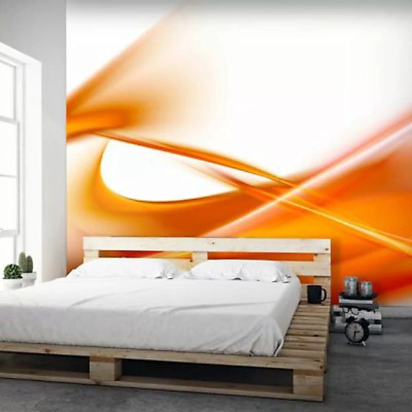 artgeist Fototapete Abstrakt - orangene orange/weiß Gr. 200 x 154 günstig online kaufen
