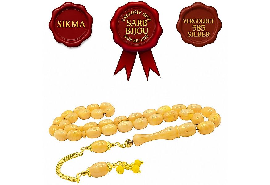 M-Punkt24 Kettenanhänger Tesbih Tespih (Gelb - Marmoriert, Sari - Hareli, 7 günstig online kaufen