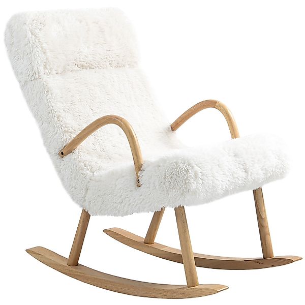HOMCOM Schaukelstuhl Schaukelsessel, Wollenoptik, mit verstellbarer Kopfstü günstig online kaufen