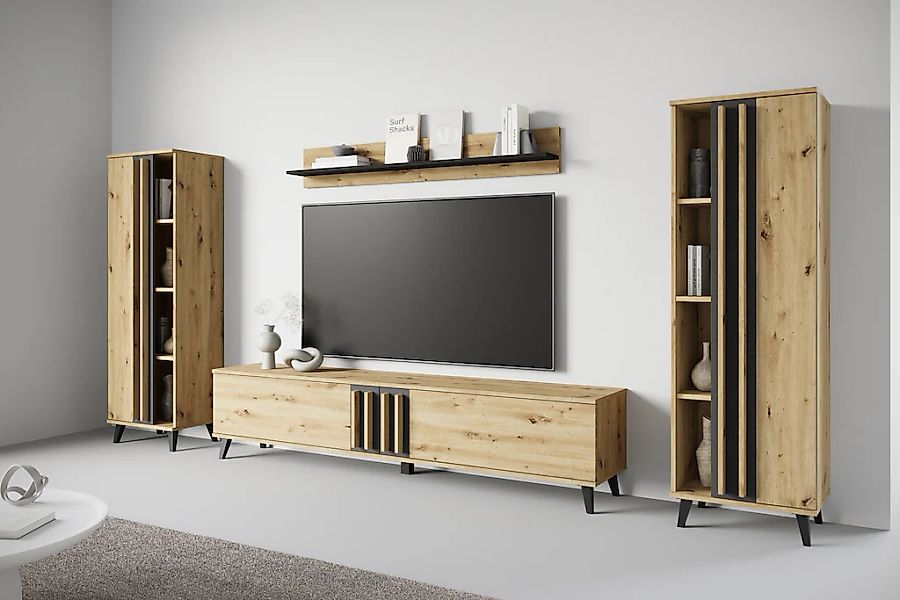 Home affaire Wohnwand "Helsinki, Modernes Möbelset" Komplett-Set, 4 Stk. tl günstig online kaufen