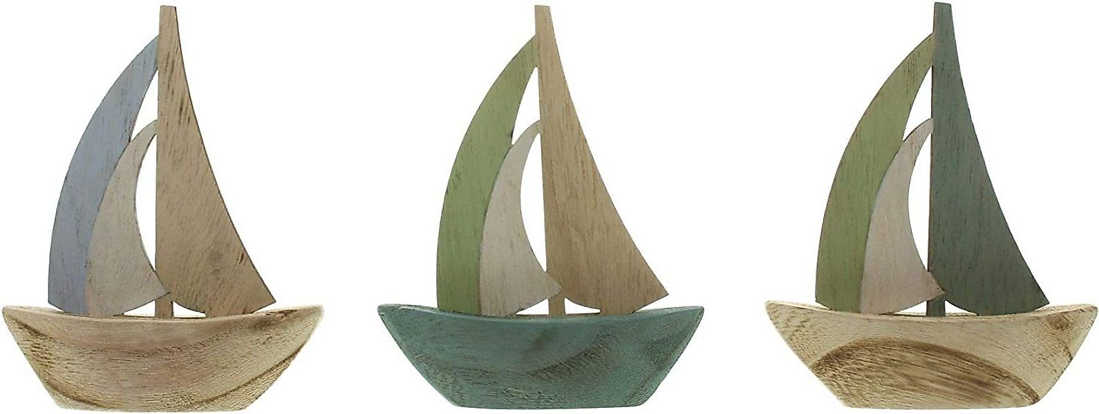 Dekoleidenschaft Dekofigur 3 Mini Segelboote aus günstig online kaufen