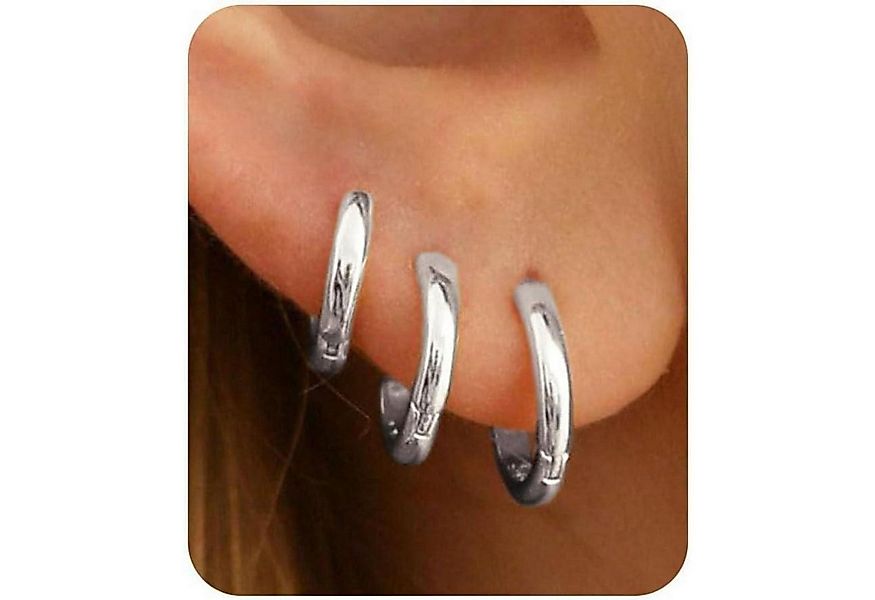 LuxusKollektion Schmuckset 3 Paar Creolen Silber 925 14K Vergoldet Wasserfe günstig online kaufen