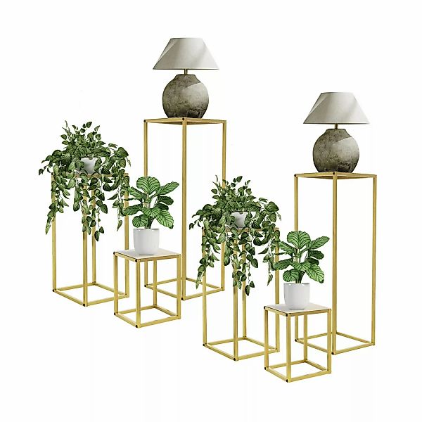 ML-Design Blumenständer 6Er Set aus Metall in Gold 22x22x30/26x26x60/30x30x günstig online kaufen