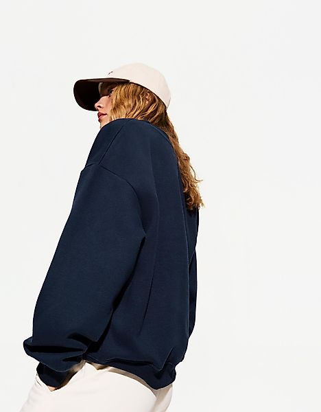 Bershka Pullover Mit V-Ausschnitt Damen L Marinenblau günstig online kaufen