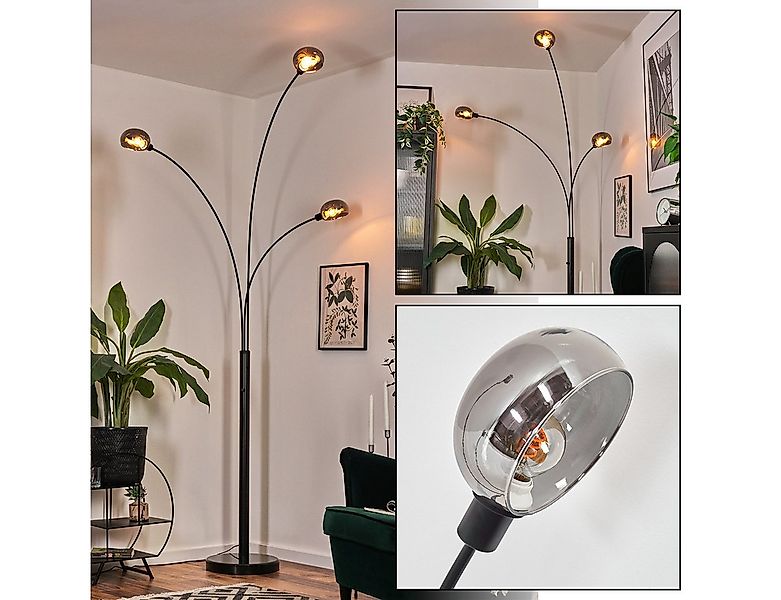 hofstein Stehlampe Stehlampe aus Metall in Schwarz/Rauch im Retro/Vintage-D günstig online kaufen