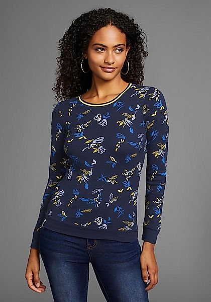 KangaROOS Langarmshirt mit Allover-Print und Kontrastdetails günstig online kaufen