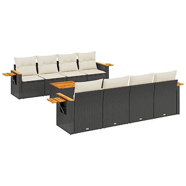 vidaXL 9-Tlg Garten-Sofagarnitur mit Kissen Schwarz Poly Rattan 3259060 günstig online kaufen