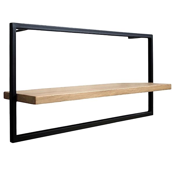 holz4home® Wandregal Eiche Hellgrau mit Metallrahmen Schwarz I Ohne Baumkan günstig online kaufen