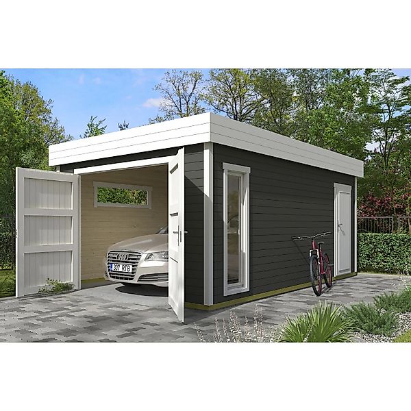 Lasita Garage Bahamas 2 mit Holztor 360 cm x 540 cm Grau-Grün günstig online kaufen