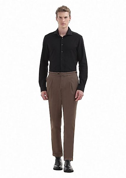 RAMSEY Chinohose Braune Material Karotten Fit Lässige Baumwollmischung Hose günstig online kaufen