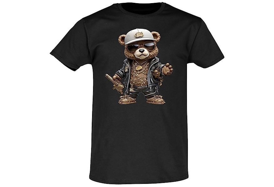 Banco T-Shirt Herren T-Shirt Gangster Bär mit weißer Kappe goldene Maschine günstig online kaufen