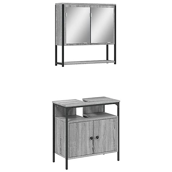 vidaXL 2-Tlg Badmöbel-Set Grau Sonoma Holzwerkstoff 3214658 günstig online kaufen