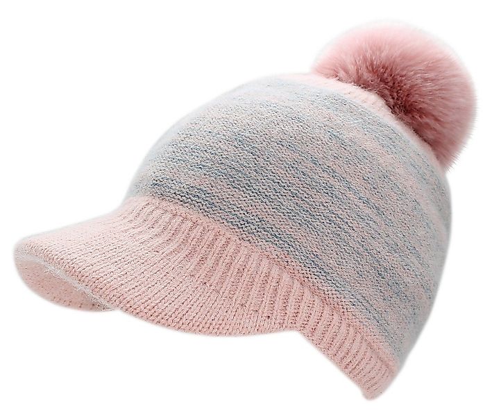 dy_mode Strickmütze Damen Schirmmütze Gefüttert zweifarbige Strickmütze mit günstig online kaufen