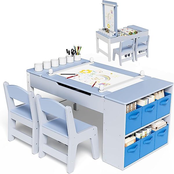 TLGREEN Kindertisch Höhenverstellbarer Kindertisch Set mit 2 Stühlen (Kinde günstig online kaufen