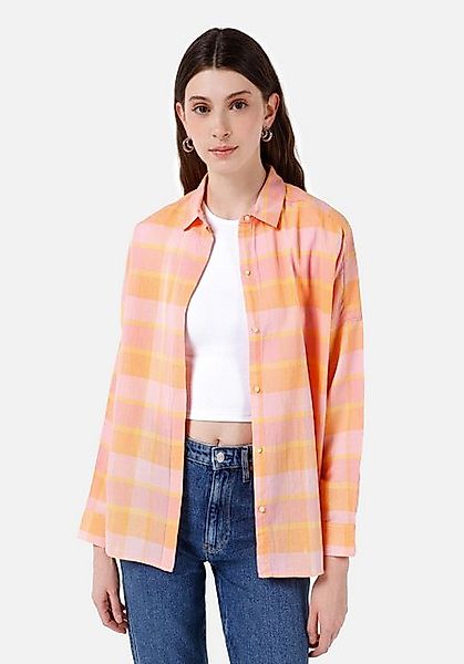 Colins Langarmhemd Colins Relaxed Fit Shirt Neck Plaid Orange Langarmshirt günstig online kaufen