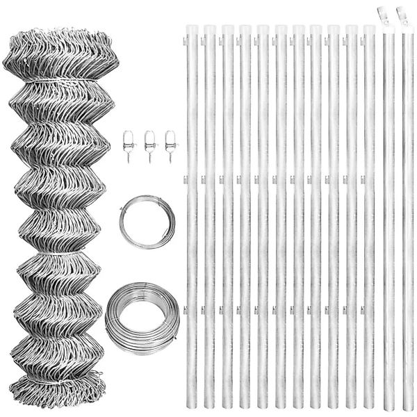 vidaXL Maschendrahtzaun mit Pfosten Stahl Verzinkt 25x0,8 m Silbern 141498 günstig online kaufen