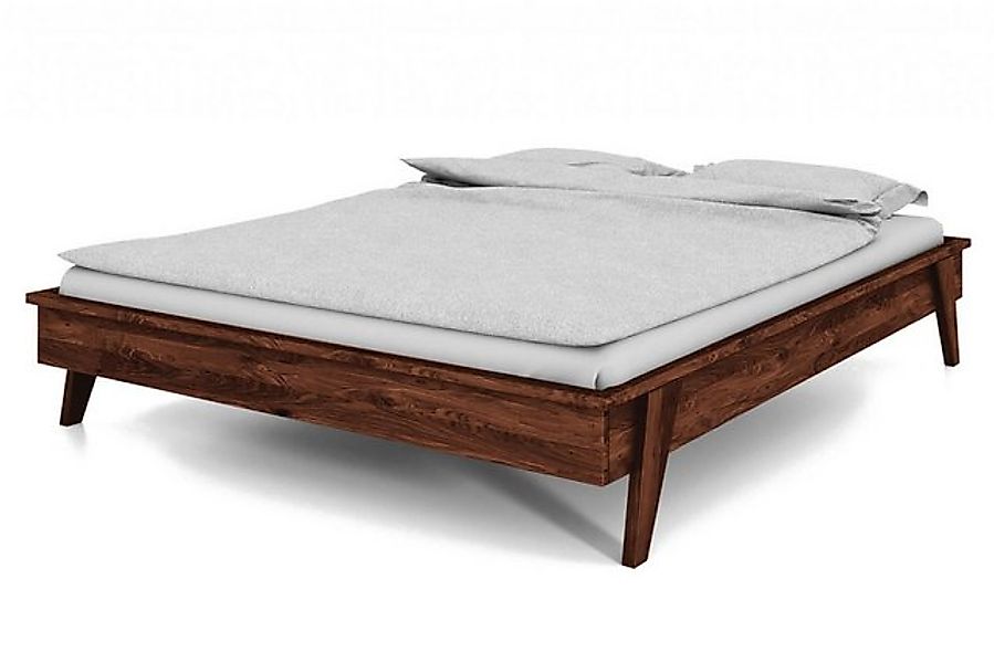 Natur24 Bett Jetro Bett aus Wildeiche massiv choco 200x200 cm ohne Kopfteil günstig online kaufen