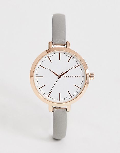 Bellfield – Schmale Damen-Armbanduhr mit grauem Armband günstig online kaufen