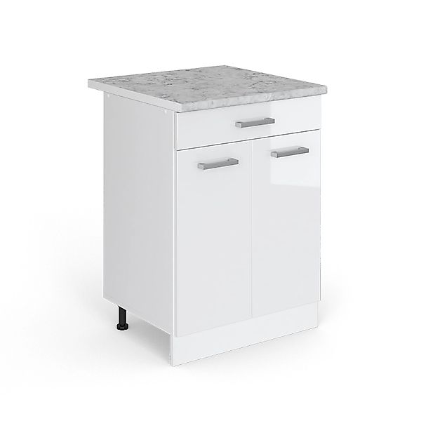 Vicco Küchenunterschrank R-Line Weiß Hochglanz/Weiß 60 cm mit Schublade AP günstig online kaufen