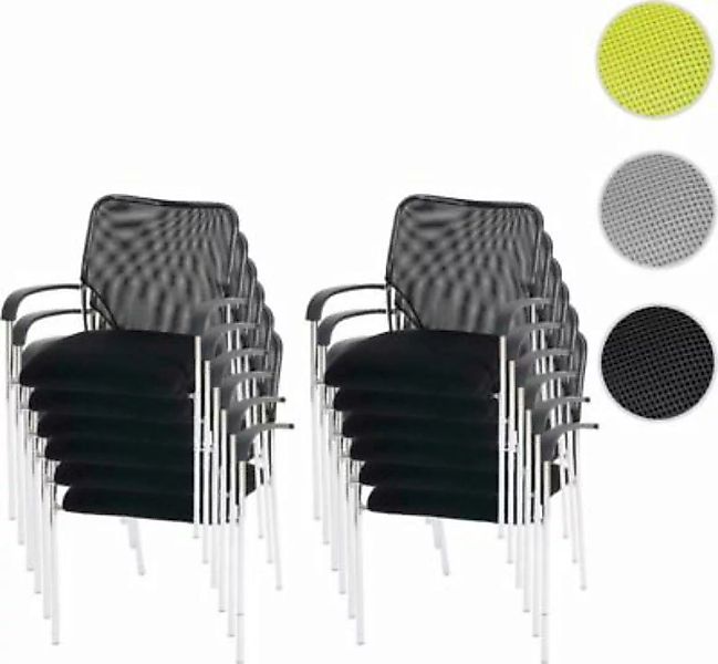HWC Mendler 12x Besucherstuhl stapelbar, Stoff/Textil schwarz günstig online kaufen