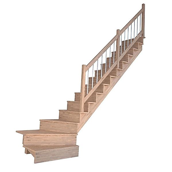 Treppe Lindos Eiche Gewendelt Rechts Setzstufen 100 cm Holz-Edel-Geländer F günstig online kaufen