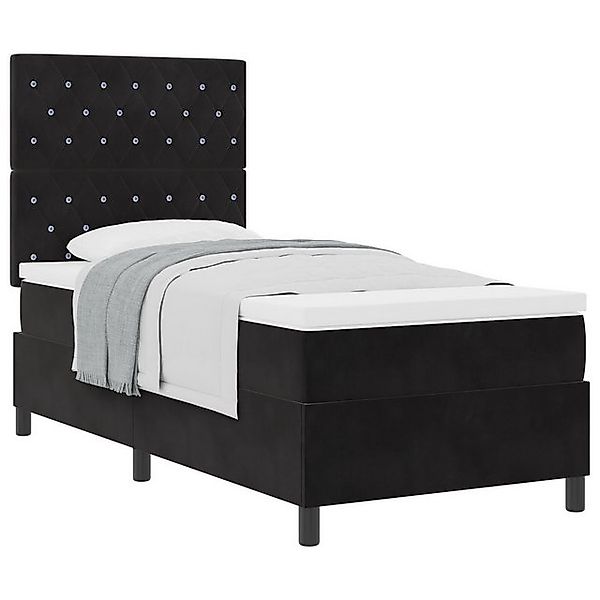 vidaXL Bett Boxspringbett mit Matratze Schwarz 100x200 cm Samt (1-tlg) günstig online kaufen