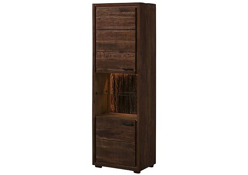 Massivmoebel24 Standvitrine (Vitrine Akazie 58x40x180 dunkelbraun lackiert günstig online kaufen