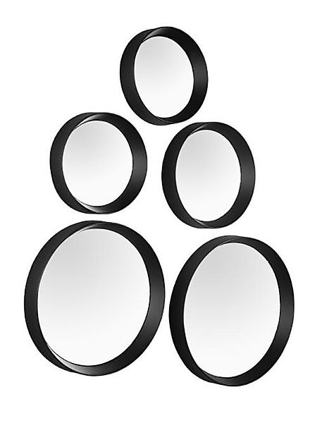 Wandspiegel 5er Set rund Schwarz günstig online kaufen
