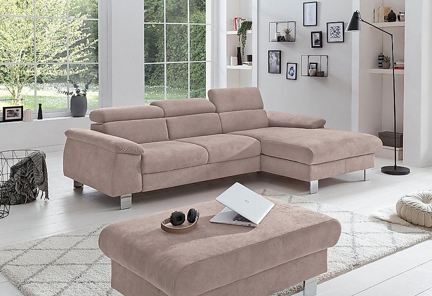 COTTA Ecksofa "Komaris L-Form, B: 244 cm" mit Kopfteilverstellung, optional günstig online kaufen