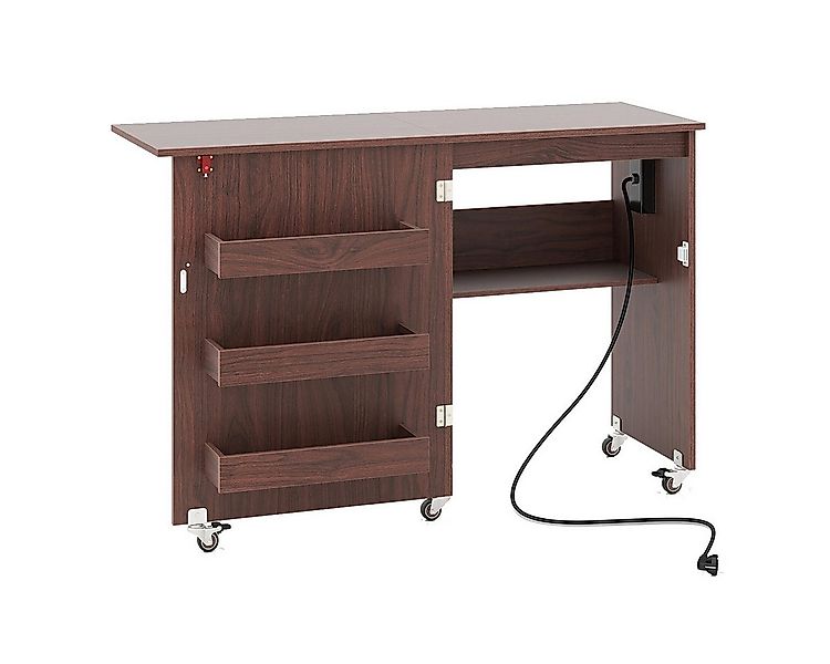 COSTWAY Schreibtisch, 2 in 1 Nähtisch klappbar mit Ladestation, Rollen günstig online kaufen