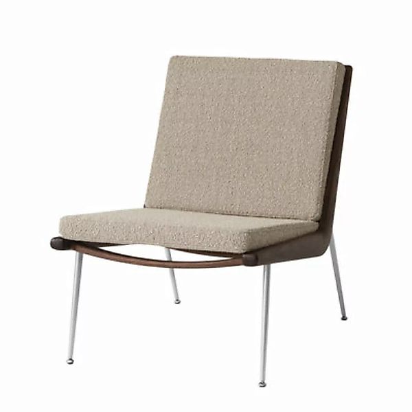 Gepolsterter Sessel Boomerang HM1 (1956) textil beige / Nussbaum - &traditi günstig online kaufen