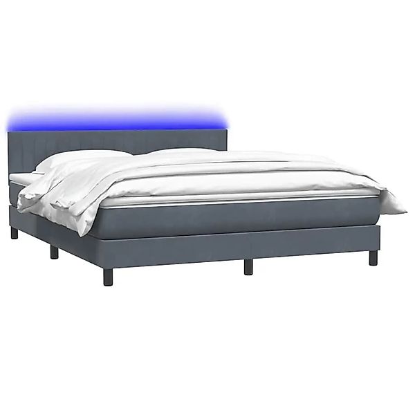 vidaXL Boxspringbett mit Matratze & LED Dunkelgrau 180x210 cm Samt 3317086 günstig online kaufen