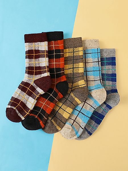Gerippte Strick-Plaid-Socken günstig online kaufen