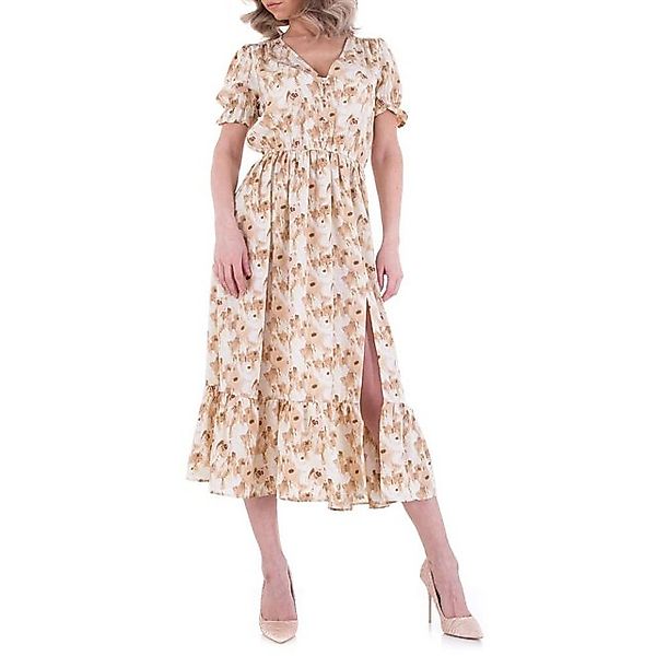Ital-Design Sommerkleid Damen Freizeit Geblümt Sommerkleid in Beige günstig online kaufen