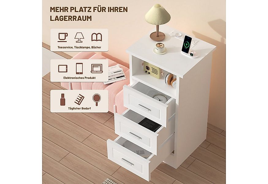 oyajia Nachttisch mit Beleuchtung LED und Ladefunktion USB & Type-C, Nachts günstig online kaufen