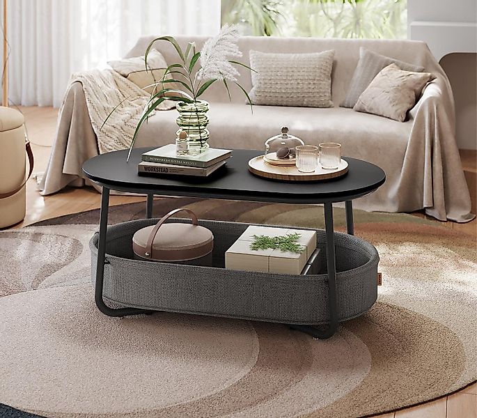 VASAGLE Couchtisch, Beistelltisch, Wohnzimmertisch mit Korb aus Stoff, 55 x günstig online kaufen