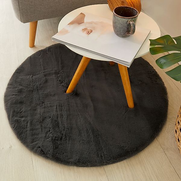 my home Hochflor-Teppich "Lugano" rund 30 mm Höhe Kunstfell, Uni Farben, se günstig online kaufen