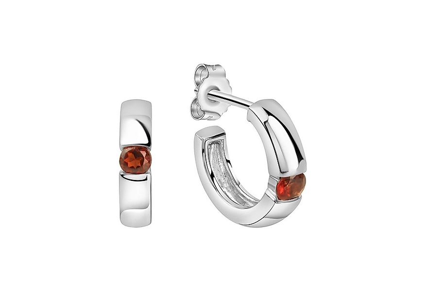 Jamelli Paar Creolen Silber 925 rhodiniert mit echtem Granat günstig online kaufen