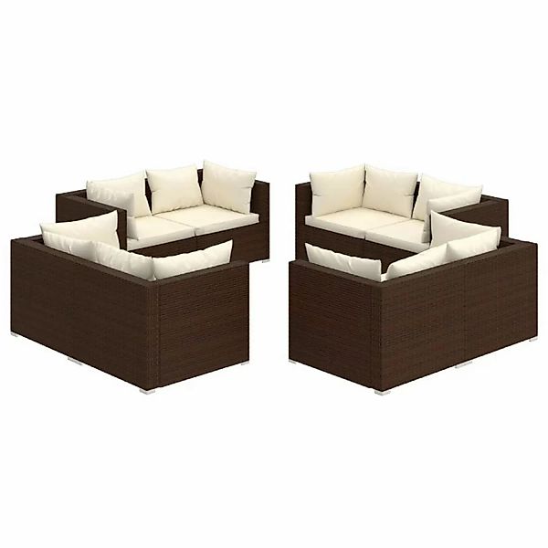 Vidaxl 8-tlg. Garten-lounge-set Mit Kissen Poly Rattan Braun günstig online kaufen