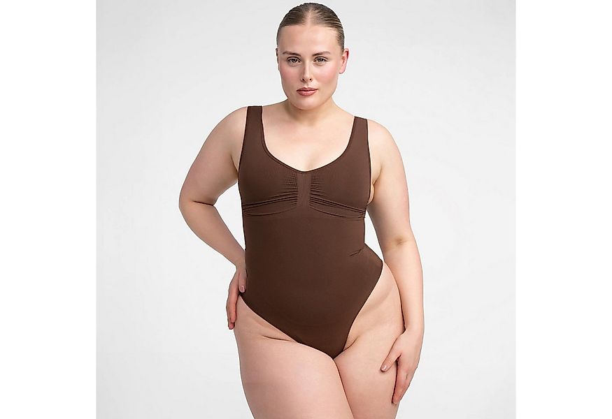 Creamy Fabrics Miederbody Tank Bodysuit Sculpting Shapewear mit String-Brau günstig online kaufen