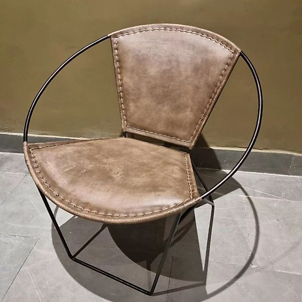 Stuhl Lounge Chair Industrial Design Schalensitz Leder Metall günstig online kaufen
