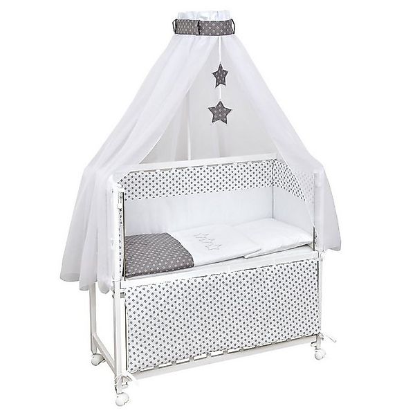 Baby-Delux Beistellbett Babybett Grey Stars, Stillbett 90x40 weiß höhenvers günstig online kaufen